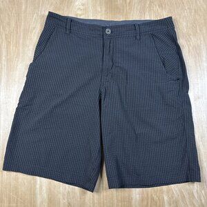 Lululemon Mens Black/Gray Striped Belt Loop Shorts 10” Inseam Size 34